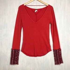 Free People Art School Cuff Thermal S red